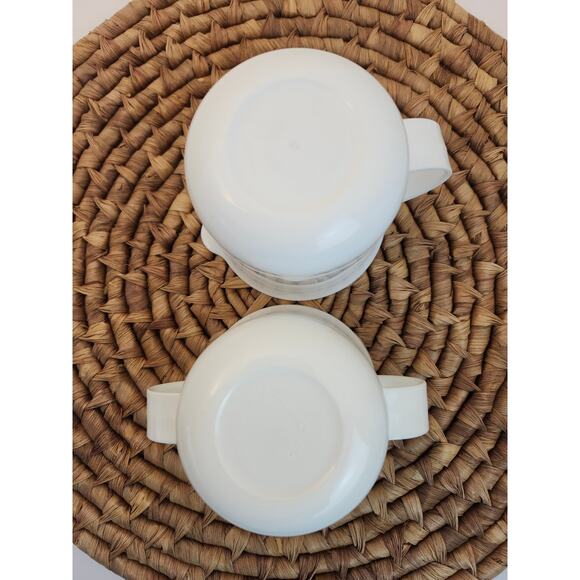 Tupperware Vintage Sugar & Creamer Spoon Set White Snap Lid Coffee Tea - Picture 5 of 12